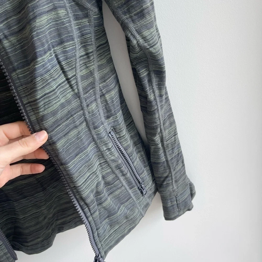 Lululemon Define Striped Green Gray Zip-Up Jacket